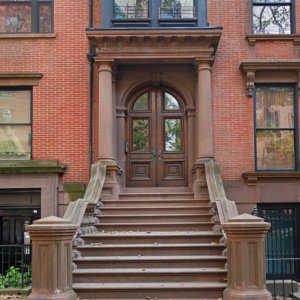 entrance to a brownstone residence
