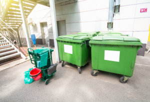 trash bins and areas where cleaning supplies are kept are a welcome mat for pests