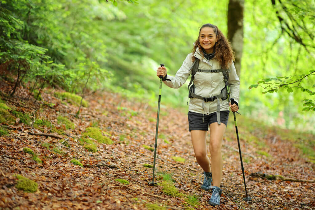 hiker walking on a trail in New Jersey looking out for ticks